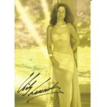 Vicky Leandros signed 6x4 colour promotional card. Slightly scratchy signature. Greek singer with