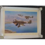 Stuka multiple signed WW2 Robert Taylor print. 34 x 24 inches. Numbered 146/1250. The Stuka when