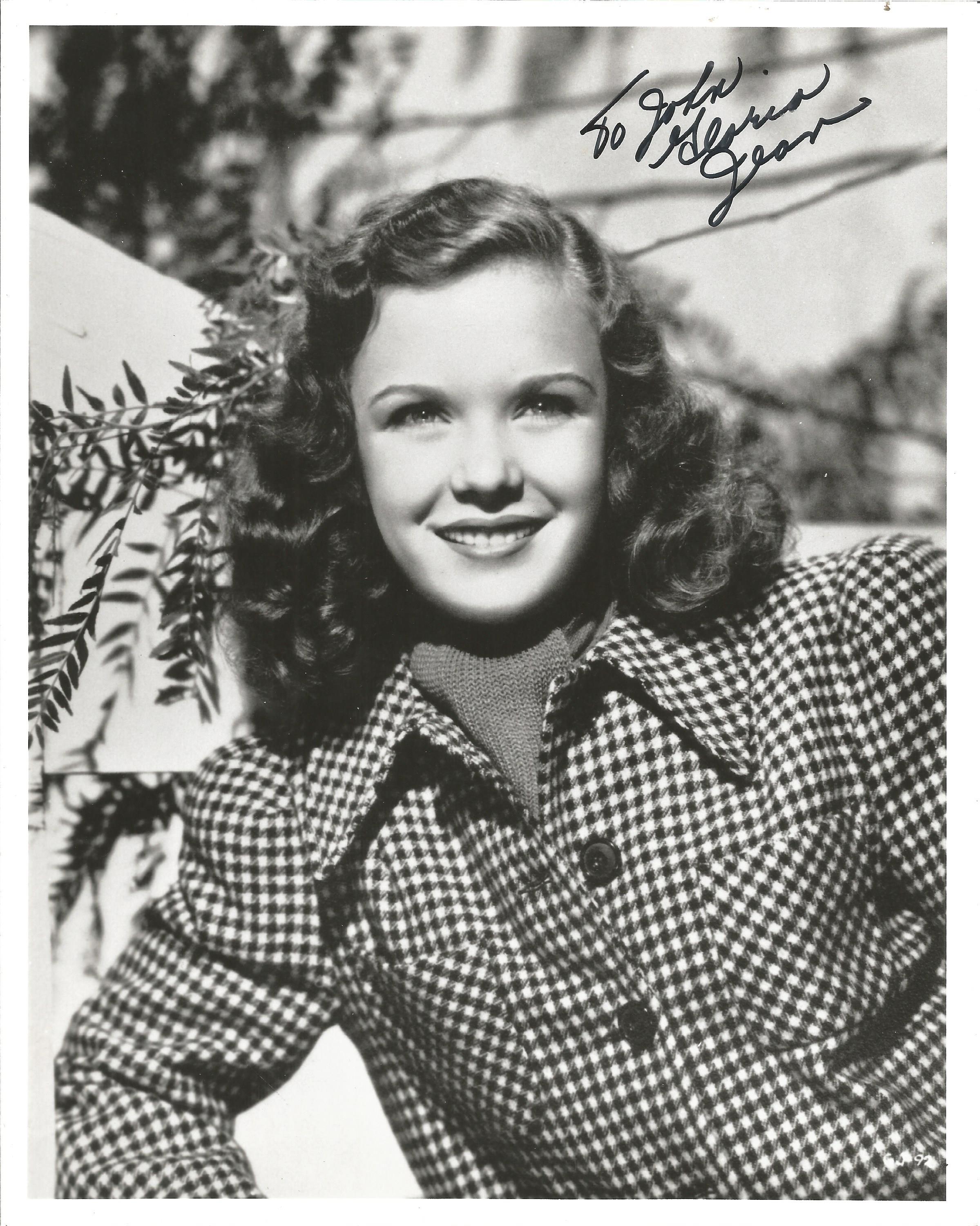 Gloria Jean Actress Signed 8x10 Photo. Good Condition. All autographs are genuine hand signed and