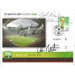 2006 World Cup Match Day FDC Tunisia v Saudi Arabia signed by Manchester legends Denis Law, Colin