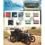 One Hundred years of Motoring stamp sheet complete with set of ten stamps picturing some of the