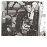 WW2 Atomic bomber Fred Olivi signed 10 x 8 photo in cockpit Bockscar bomber, inscribed co-pilot