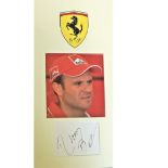 Rubens Barrichello signed 20x10 mounted Ferrari signature piece includes Ferrari Livery Colour photo