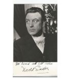 Donald Sinden signed 6x3 black and white photo. Dedicated. Good condition Est.