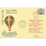 Don Cameron and Mark Yary signed First Hot Air Balloon across the Alps cover. 21/8/72 Zermatt
