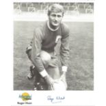 Roger Hunt signed 10x8 black and white Autographed Editions photo. Biography on reverse. Good