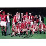 Football Autographed Lee Martin Photo, A Superb Image Depicting Manchester United Players