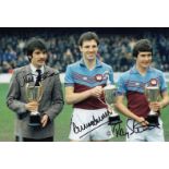 Football Autographed West Ham United Photo, A Superb Image Depicting Devonshire, Martin And