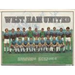 West Ham Utd 1979 team colour magazine photo signed by 12. Includes Brush, Martin, Cross, Day,