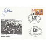 Joe Jordan signed FDC Commemorating the 1974 World Cup Finals in Germany Double PM WM74 Frankfurt