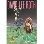 David Lee Roth signed 6x4 colour postcard. Good condition Est.