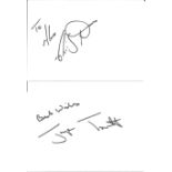 Torvill and Dean signature piece two 6x4 signed white cards signed separately by the Olympic Ice