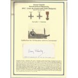 Group Captain Harold Walmsley DFC* Croix de Guerre signed signature piece on white card. Attached to