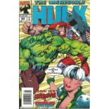 Stan Lee, Lou Ferrigno and Bill Bixby signed The Incredible Hulk comic. Signed on front cover.