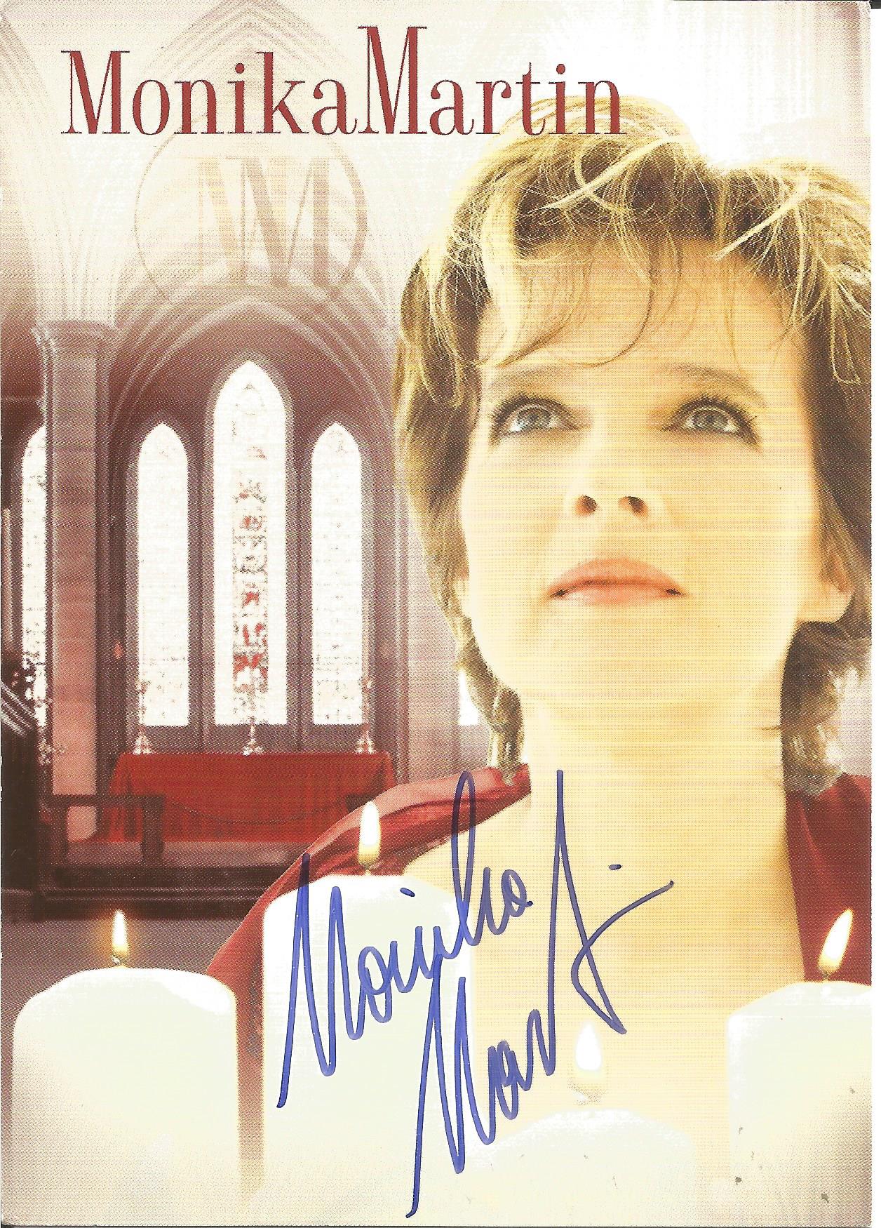 Monika Martin signed 6x4 colour promotional card. Austrian schlager singer with a long track