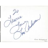 Loni Anderson signed album page. American actress. She is known for her role as receptionist