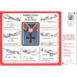 WW2 multisigned DM cover Knights Cross of the Iron Cross signed by Major Erwin Fischer, Hauptmann