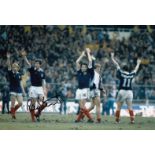 Football Autographed Ray Stewart Photo, A Superb Image Depicting Stewart And Several Of His Scottish