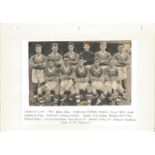 Football vintage team newspaper photo Cardiff 1957 fixed to album sleeve signed by nine team members