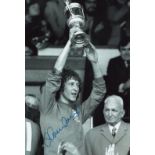 Football Autographed Derek Parlane Photo, A Superb Image Depicting Parlane Holding Aloft The