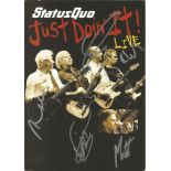 Status Quo signed 8x6 colour flyer/photo. Signed by 5. Good condition Est.