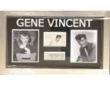 Music Gene Vincent 16x27 overall professionally framed signature piece including two 8x6 b/w photos,
