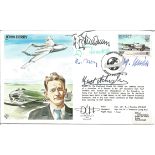 Luftwaffe aces WW2 multiple signed John Derry Test pilot cover. Inc Achegelis, Wilcke, Kindermann.