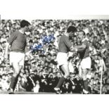 Nobby Stiles signed 12x8 black and white photo. Good condition Est.