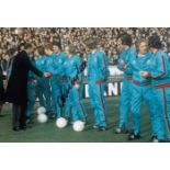 Football Autographed Francis Lee Photo, A Superb Image Depicting Hrh The Duke Of Kent Shaking