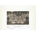 Football vintage team newspaper photo Nottingham Forest 1955/56 fixed to album sleeve signed by four