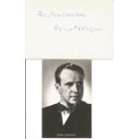 Hume Cronyn signed album page. Comes with 6x3 black and white UNSIGNED photo, 1911 - June 15, 2003