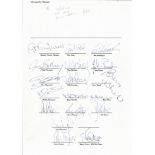 Wolverhampton Wanderers signed team sheet. 18 signatures including Billy Wright, Graham Turner, Paul