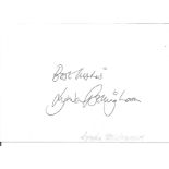 Lynda Bellingham Actress Signed 4x6 Card. Good Condition Est.