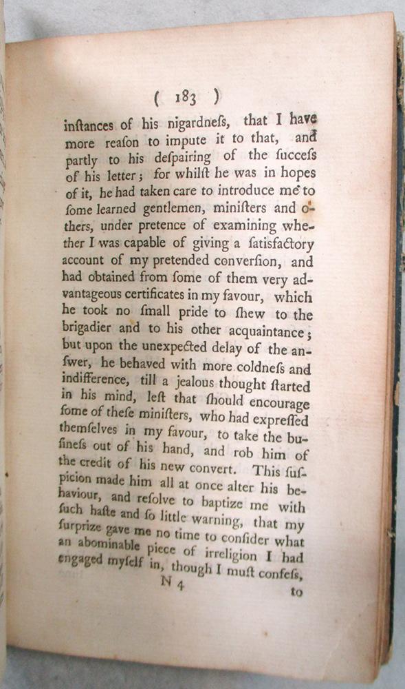 PSALMANAZAR (George) Memoirs of ****... A Reputed Native of Formosa. London 1764, 8vo, lacking - Image 4 of 4