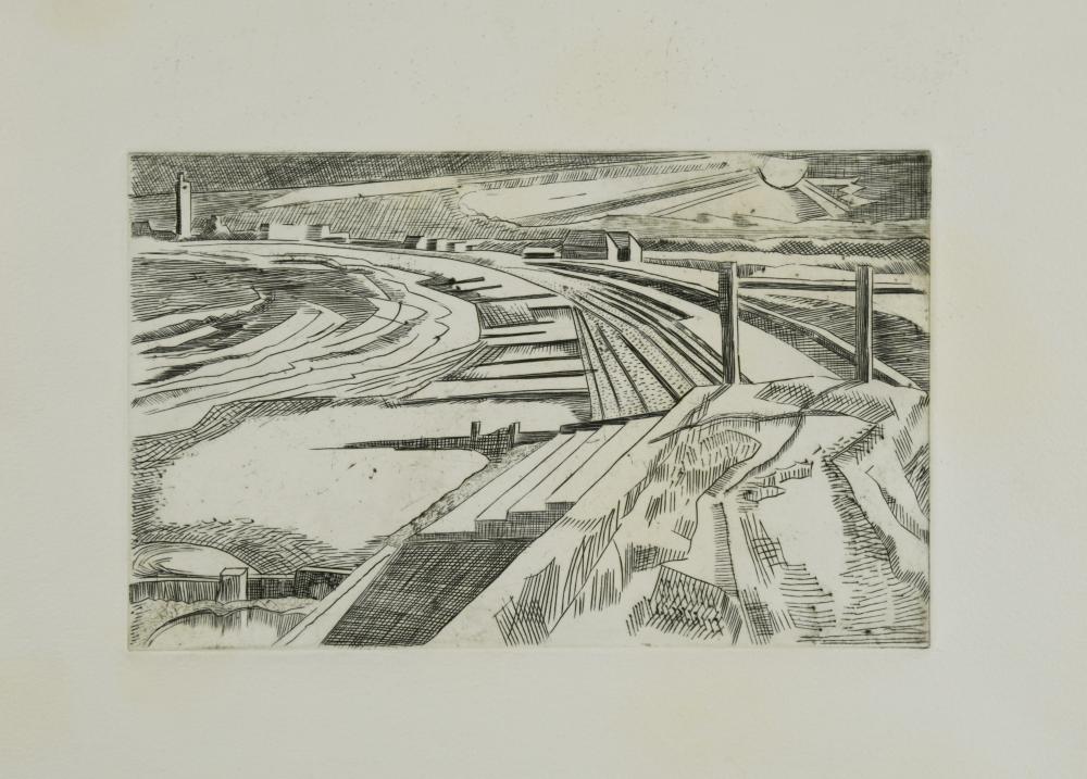 Paul Nash (British 1889-1946) The Wall - Dymchurch engraving on Saunders mould-made paper, proof