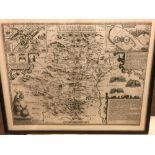 John Speed. Hartfordshire Described, engraved double page map (uncoloured), published by Sudbury and