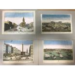 A collection of seven coloured 18th century engravings, London and similar subjects, mounted and