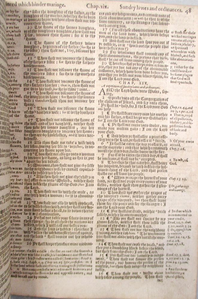 Bible, Translated according to the Hebrew and Greeke. London: Robert Barker 1615, 8vo, woodcut - Image 3 of 3