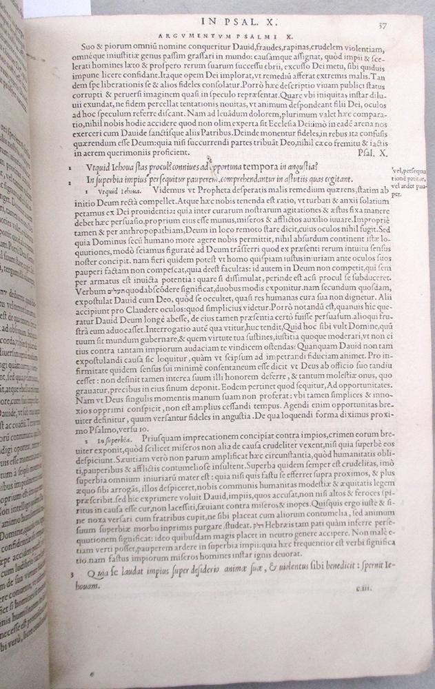 CALVIN (John) In librum Psalmorum Iohannis Calvini commentarius. First edition, [Geneva:] Robert - Image 3 of 3