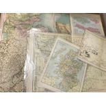 Circa 150 loose world maps, 19th and 20th century, including both coloured and uncoloured, (