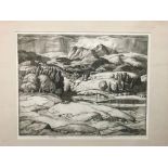 Leslie Moffat Ward (British, 1888-1978), The Langdales From Tarn Hows, etching signed and