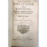 BANCK (Laurentius) Bizzarrie Politiche ouer Raccolta.., Franeckera 1658, 16mo, damaged vellum.