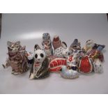 Twenty two Royal Crown Derby porcelain animal paperweights ton inc. panda, mouse, duck, dolphin, cat