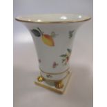 A Herend porcelain Regency style large spill vase painted with flowers, 18cm high