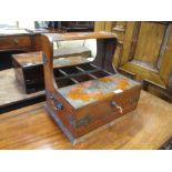 A Victorian oak tantalus box (lacking bottles), together with a Victorian writing slope (2)