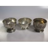 An Irish silver sugar bowl together with two other silver sugar bowls, 16ozt gross (3)