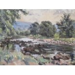 Angus Bernard Rands (1922 - 1885) 'River Wharfe', signed, oil on board, 48 x 74cm