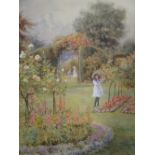 Edward Davey 'Merlewood' Aug 07, 'Children Playing in a Flower Garden', watercolour, 40cm x 30cm