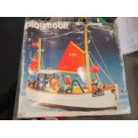 Playmobil 3551 Fishing Trawler (boxed) together with other Playmobil figures, 30650 Schleich tree (