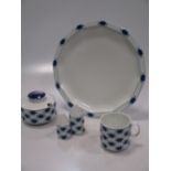 A Rosenthal blue and white part dinner service and a Worcester blue and gilt 'Regency' part tea